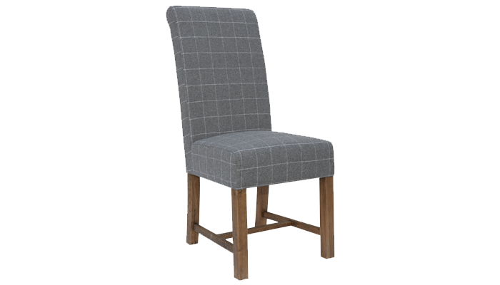 Dining Chair Check Fabric - Grey